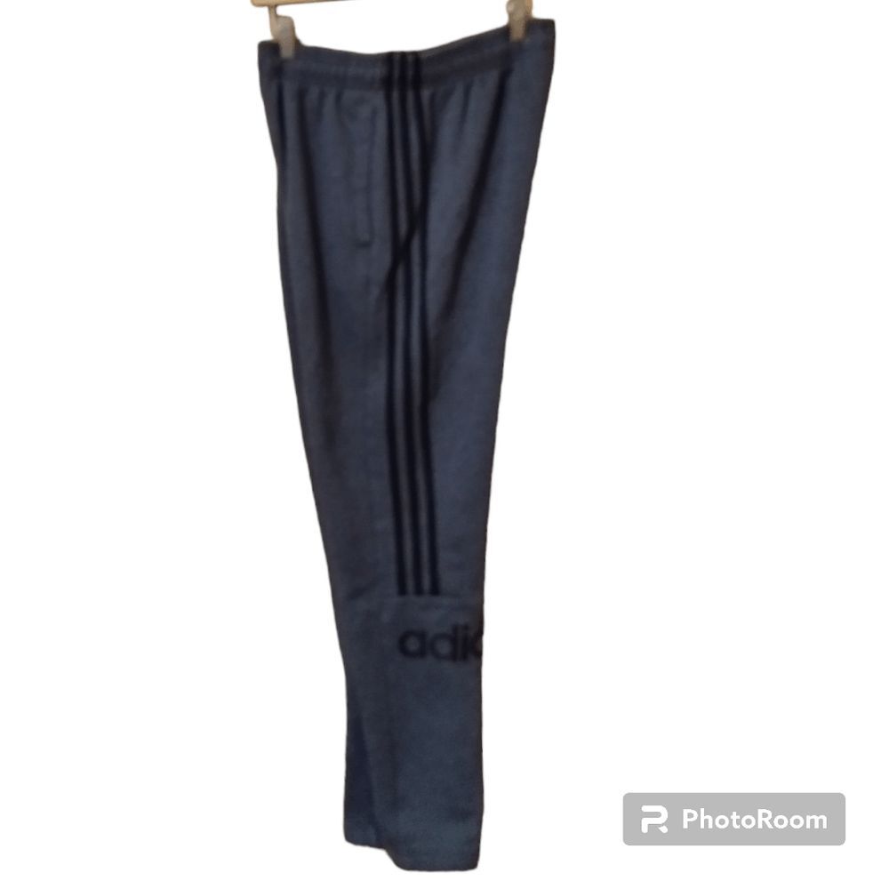 Adidas Gray 3 Stripe Joggers Logo Sweatpants w/ Pockets Sz M